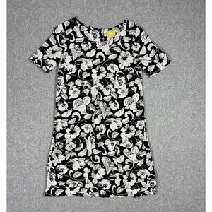 Maeve Anthropologie Rayon Front pockets Shift Dress Black Motif Size 4